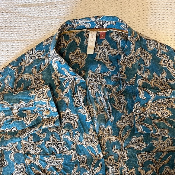 Anthropologie Pilcro Leilani Button Front Shirt Tunic Top Women’s Size Medium - Picture 2 of 15